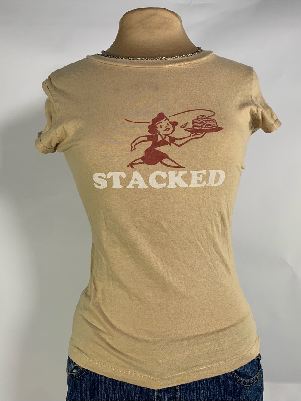 Wet Seal Stacked Pancakes Graphic Baby Tee Y2K